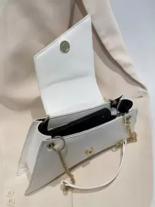 Minimalist Chain Shoulder Bag, Perfect Best Funny Novelty & Gag Gifts - White - View 3