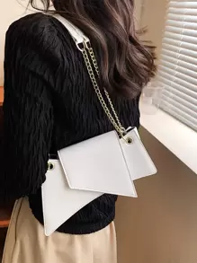 Minimalist Chain Shoulder Bag, Perfect Best Funny Novelty & Gag Gifts - White - View 5