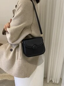 迷你極簡風格翻蓋方包 - 黑色 - 查看 7