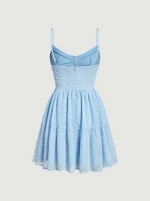 SHEIN MOD Swiss Dot Cami Dress - Baby Blue - View 2