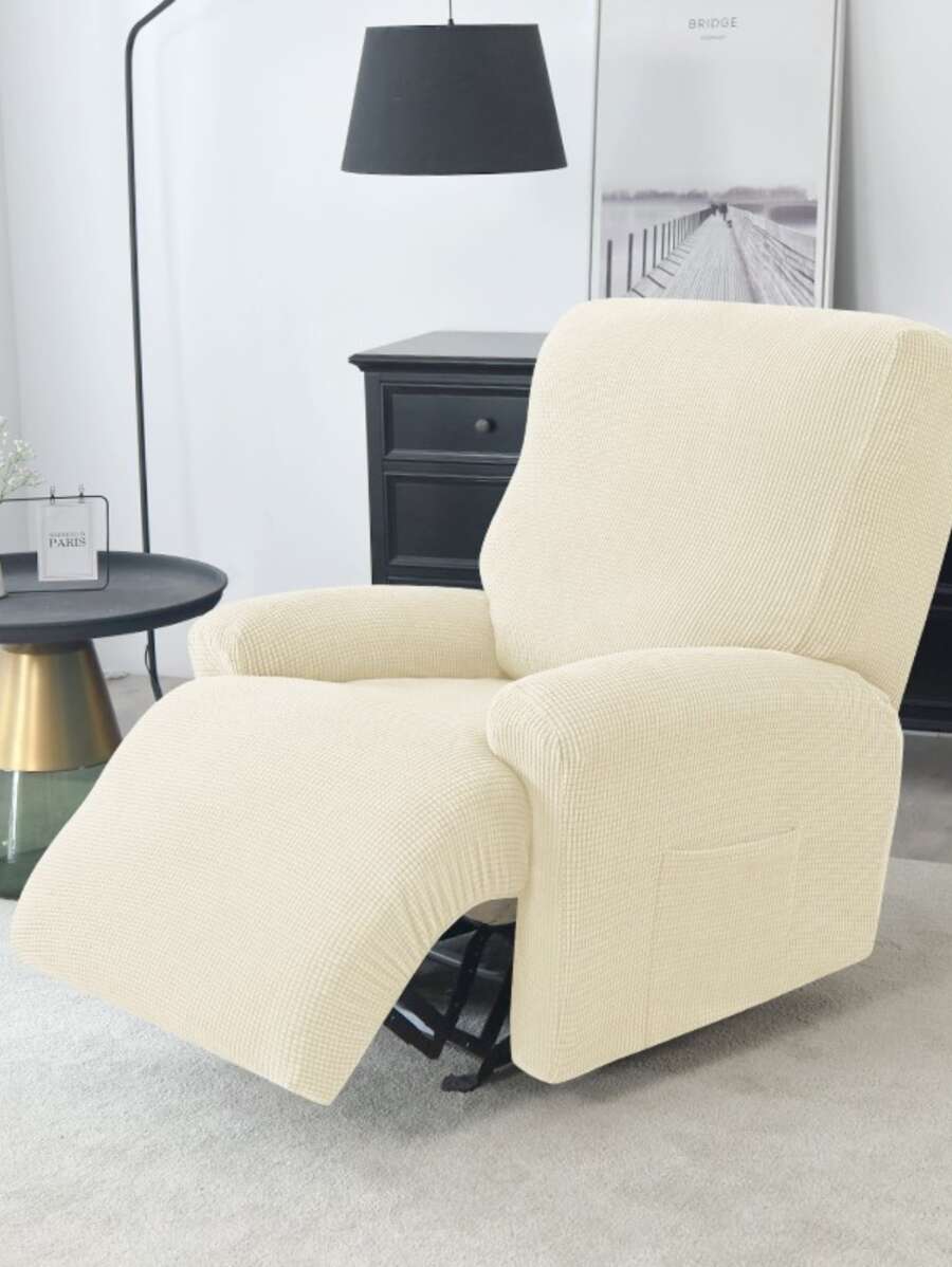 1 件装加厚分体躺椅套防滑摇粒绒单人沙发套适用于客厅懒人男孩休闲扶手椅椅套 - 米色 - 查看 1