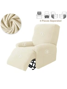 1 件装加厚分体躺椅套防滑摇粒绒单人沙发套适用于客厅懒人男孩休闲扶手椅椅套 - 米色 - 查看 3