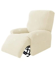 1 件装加厚分体躺椅套防滑摇粒绒单人沙发套适用于客厅懒人男孩休闲扶手椅椅套 - 米色 - 查看 4