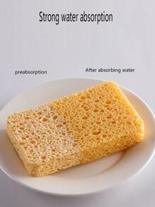Esponja de limpieza de mezcla absorbente de 5 piezas, Kit de estropajo doméstico minimalista amarillo rectangular para cocina - Amarillo - Ver 7