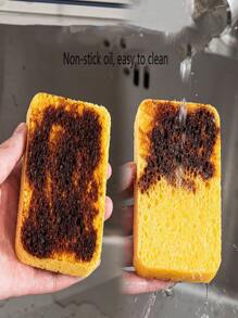 Esponja de limpieza de mezcla absorbente de 5 piezas, Kit de estropajo doméstico minimalista amarillo rectangular para cocina - Amarillo - Ver 8