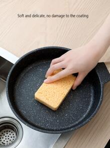 Esponja de limpieza de mezcla absorbente de 5 piezas, Kit de estropajo doméstico minimalista amarillo rectangular para cocina - Amarillo - Ver 9