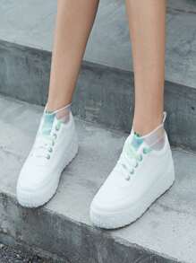 2pcs Plain Rain Boots Cover - White - View 2