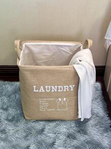 WHICHLIFE 1pc Letter Graphic Laundry Hamper - Khaki - View 2