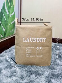 WHICHLIFE 1pc Letter Graphic Laundry Hamper - Khaki - View 3