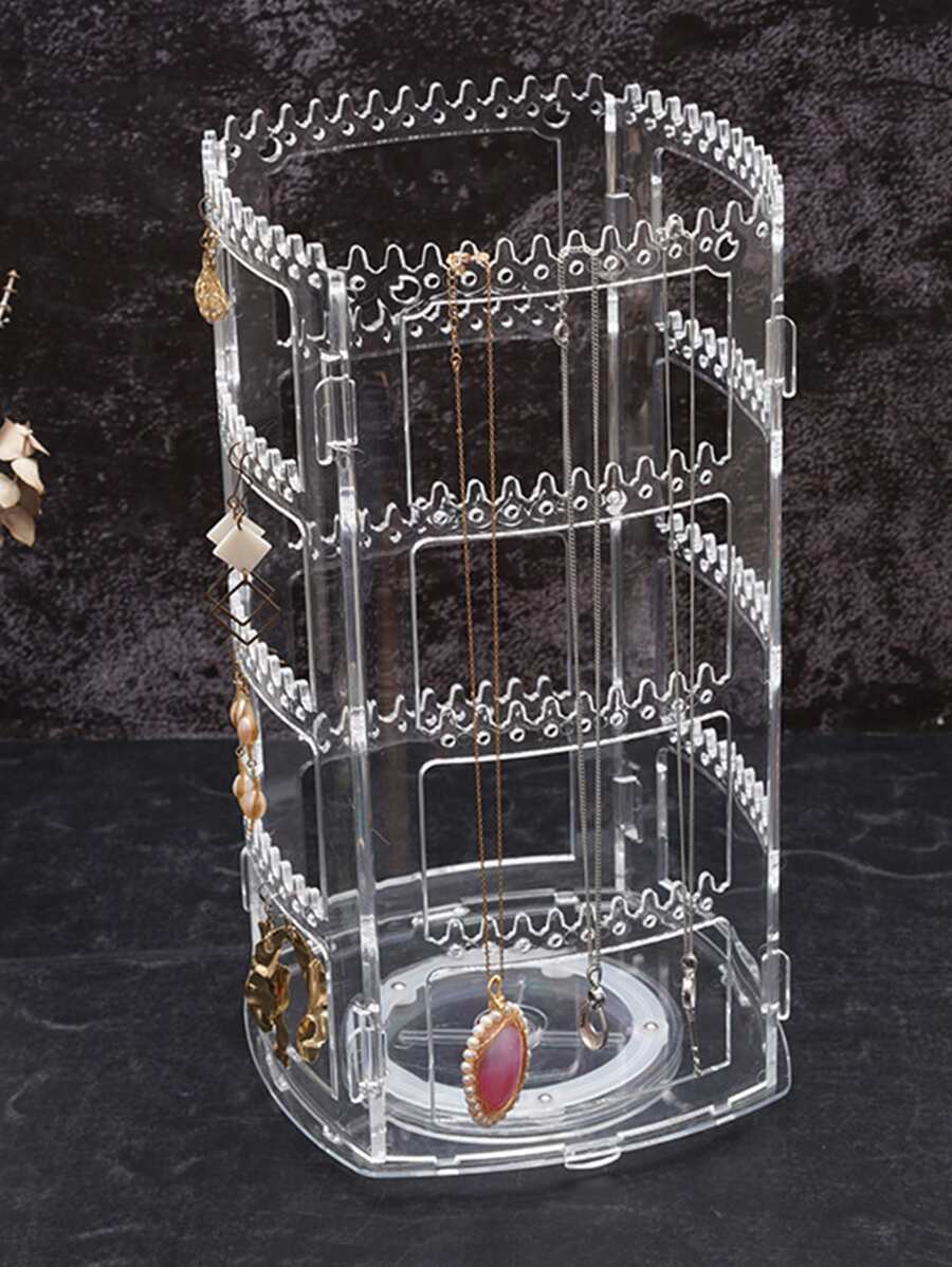 360 Rotating Earrings Holder Jewelry Organizer 4 Tiers Jewelry Rack Display Classic Stand Holes Grooves For Necklaces Earrings Piercings