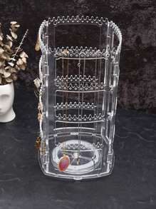 360 Rotating Earrings Holder Jewelry Organizer 4 Tiers Jewelry Rack Display Classic Stand Holes Grooves For Necklaces Earrings Piercings