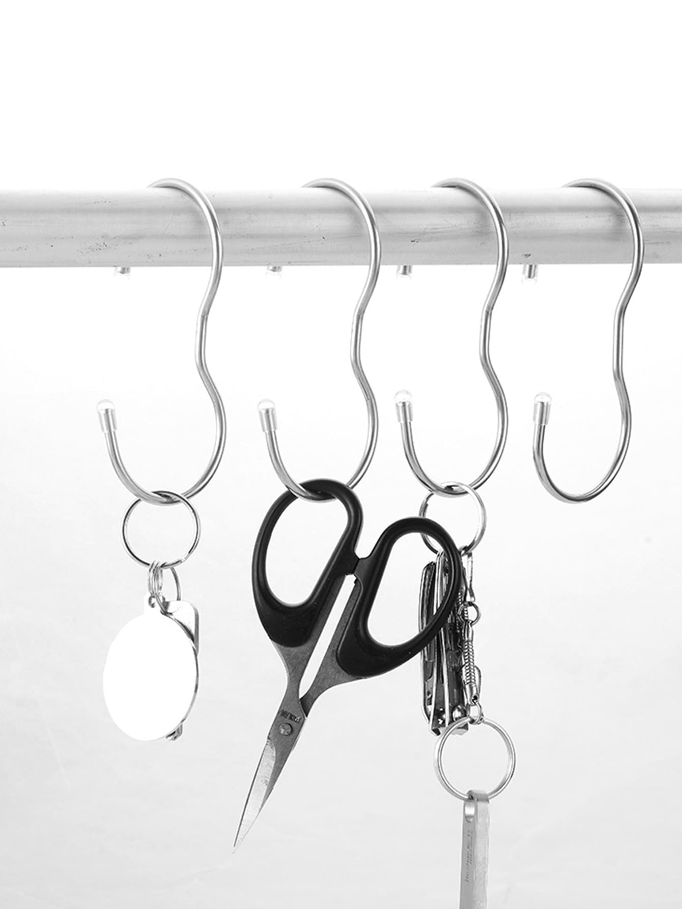 4 piezas Gancho de acero inoxidable en forma S - Plateado - Ver 1