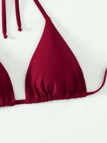 Swim Basics 2025 Simple Solid Color Halter Neck Swimwear Top For Vacation & Beach Summer