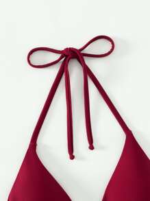 Swim Basics 2025 Simple Solid Color Halter Neck Swimwear Top For Vacation & Beach Summer