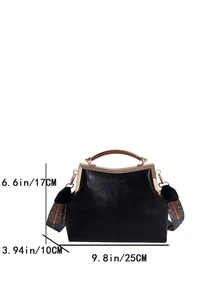 Stitch Detail Satchel Bag - Black - View 7