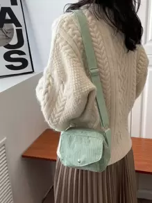 迷你極簡翻蓋方形包書包，適合畢業生、青少年女孩、新生、大二、大三、大學、大學和高中，非常適合戶外、旅行和返校 - 綠色 - 查看 8