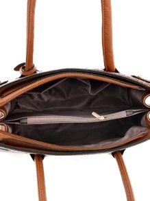 3 piezas set bolsos de hombro con relieve de cocodrilo, el mejor bolso de trabajo para mujeres - Marrón - Ver 6