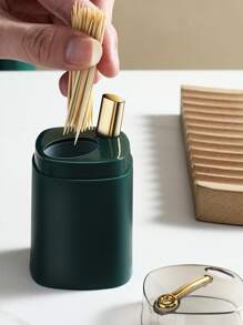 1pc Press Type Toothpick Holder - Dark Green - View 4