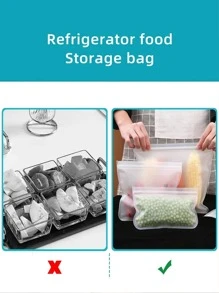 1pc EVA Food Storage Bags, Reusable Silicone Freezer Fresh-Keeping Bag Container, Refrigerator Sealed Storage Bags - White - View 3