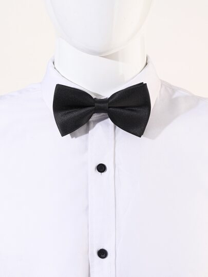 1pc Black Satin Necktie (L: 12*6.5cm) Casual Simple Bow Tie Valentine Day Valentines Men Necktie