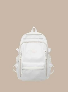 字母貼飾功能背包 - 白色 - 查看 1