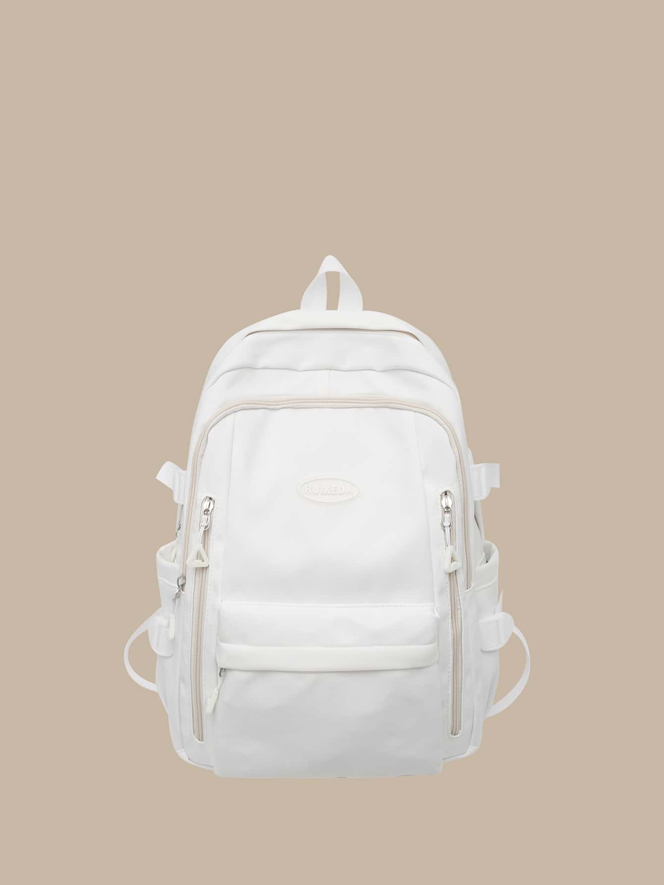 字母貼飾功能背包 - 白色 - 查看 1