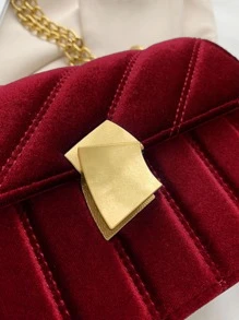 Simple Embroidery Velvet Mini Square Bag, Fashion Versatile Women Shoulder Crossbody Bag
