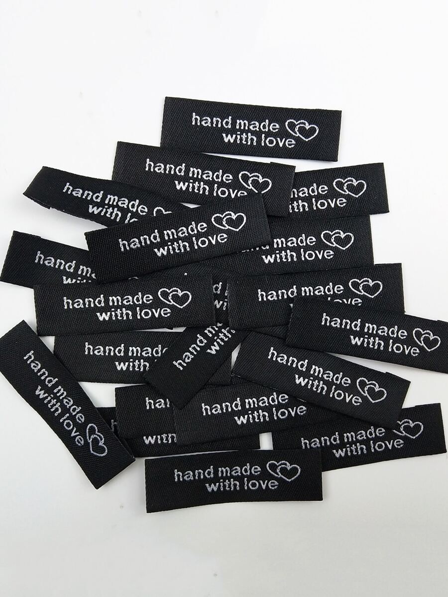 50 Cái/bộ Khẩu Hiệu Thêu May Nhãn Vải Đơn Giản Tự Làm Miếng Dán May Vá - màu đen - Xem 1
