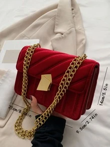 Simple Embroidery Velvet Mini Square Bag, Fashion Versatile Women Shoulder Crossbody Bag