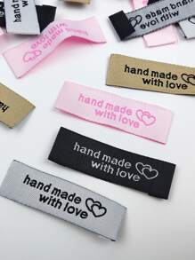 50 Cái/bộ Khẩu Hiệu Thêu May Nhãn Vải Đơn Giản Tự Làm Miếng Dán May Vá - màu đen - Xem 3