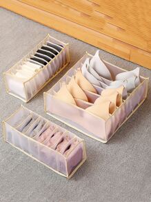 1 cái Hộp lưu trữ đồ lót đóng gói nhiều ô - Màu be - Xem 1