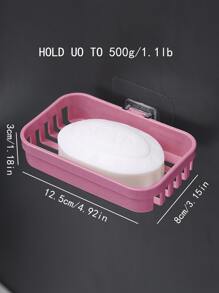 1 pieza Jabonera sin perforación montado en la pared - Rosa - Ver 2