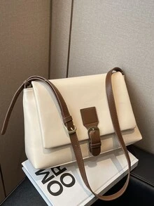 Buckle Decor Flap Square Bag - Multicolor - View 1