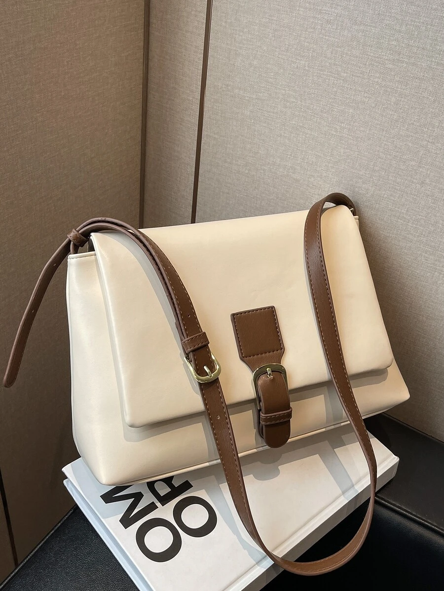 Buckle Decor Flap Square Bag - Multicolor - View 1