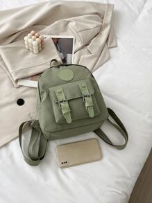 Mini Buckle Functional Backpack - Green - View 2