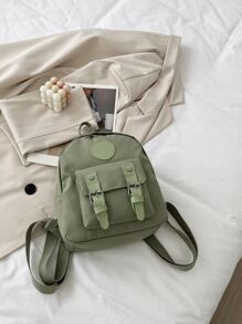 Mini Buckle Functional Backpack - Green - View 5