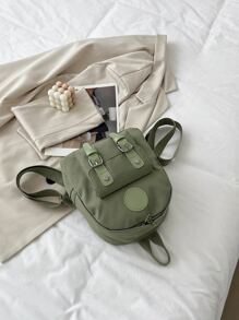 Mini Buckle Functional Backpack - Green - View 6