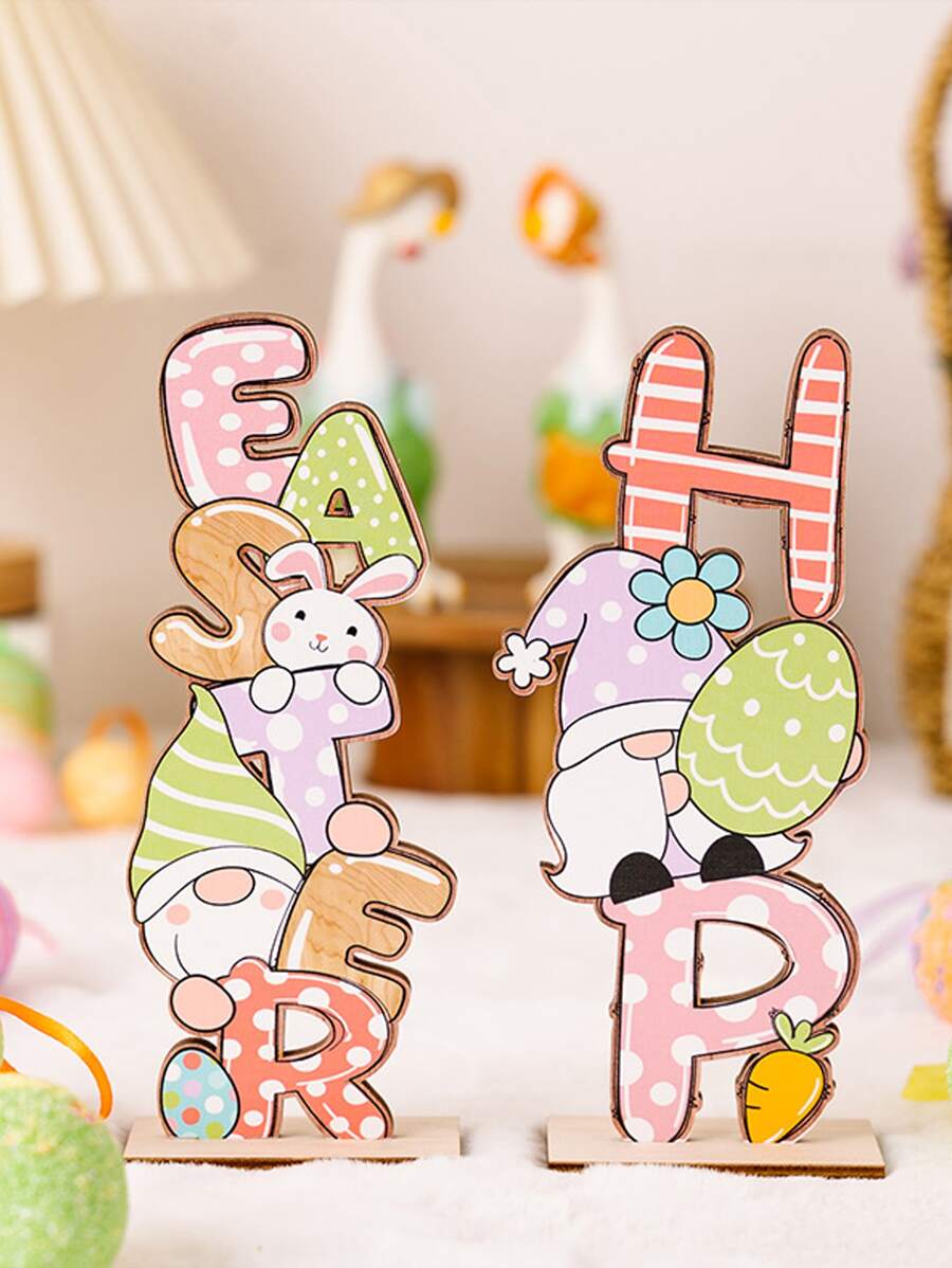 1 Thỏ Phục Sinh & Trứng Thiết Kế Trang Trí Ngẫu Nhiên Thủ Công - Nhiều màu - Xem 1