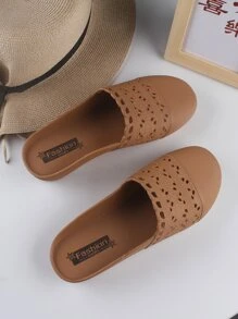Zapatillas mules minimalista con abertura - Marrón - Ver 1