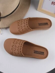 Zapatillas mules minimalista con abertura - Marrón - Ver 2