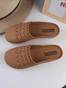 Zapatillas mules minimalista con abertura - Marrón - Ver 3