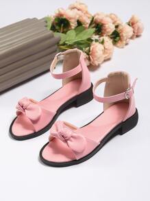 Girls Bow Decor Ankle Strap Sandals - Pink - View 2