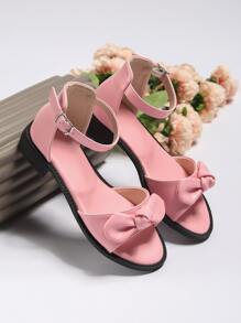 Girls Bow Decor Ankle Strap Sandals - Pink - View 4