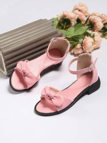 Girls Bow Decor Ankle Strap Sandals - Pink - View 5