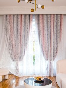 Rèm đơn thêu hoa hai lớp - Nhiều màu - Xem 1