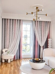 Rèm đơn thêu hoa hai lớp - Nhiều màu - Xem 2