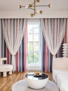 Rèm đơn thêu hoa hai lớp - Nhiều màu - Xem 4