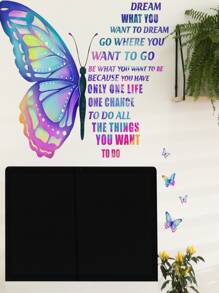 1 pieza Pegatina de pared con estampado de mariposa y slogan - Multicolor - Ver 7