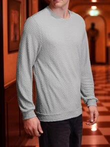 Manfinity Men Solid Round Neck Sweatshirt - Grey - View 1