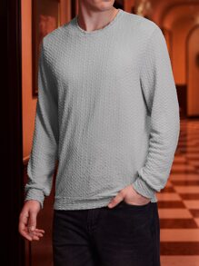 Manfinity Men Solid Round Neck Sweatshirt - Grey - View 4